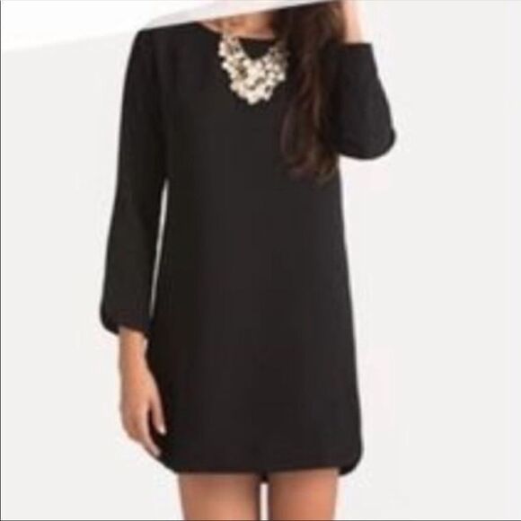 VINCE CAMUTO Black Curved Hem Ponte Mini Dress-6 - Picture 1 of 9